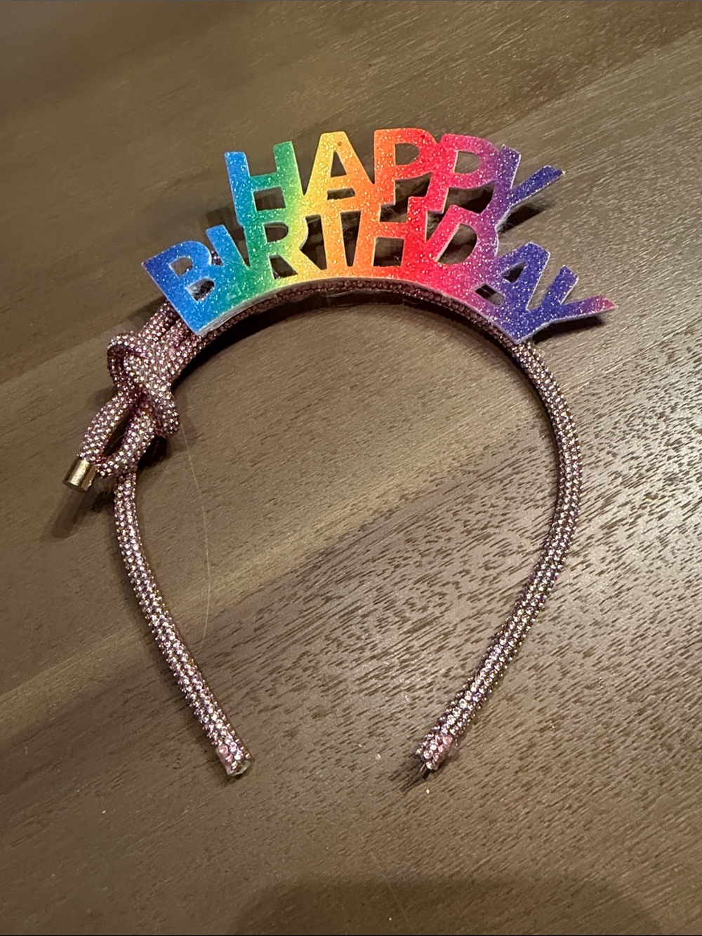 Source Unknown Rainbow "Happy Birthday" Headband with Pink Metallic Band